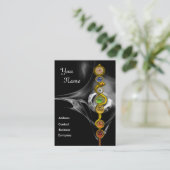 アスクレピウスのロッド，7チャクラ，ヨガ，スピリチュアルエネルギー 名刺 (スタンド正面)