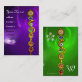 アスクレピウスのロッド，7チャクラ，ヨガ，スピリチュアルエネルギー 名刺 (正面/裏面)