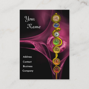 アスクレピウスのロッド，7チャクラ，ヨガ，スピリチュアルエネルギー 名刺