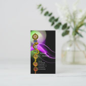 アスクレピウスのロッド，7チャクラ，ヨガ，スピリチュアルエネルギー 名刺 (スタンド正面)