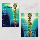 アスクレピウスのロッド，7チャクラ，ヨガ，スピリチュアルエネルギー 名刺 (正面/裏面)