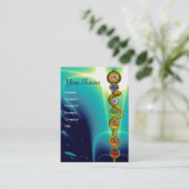 アスクレピウスのロッド，7チャクラ，ヨガ，スピリチュアルエネルギー 名刺 (スタンド正面)