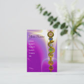 アスクレピウスのロッド，7チャクラ，ヨガ，スピリチュアルエネルギー 名刺 (スタンド正面)