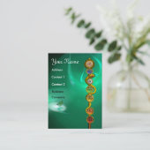 アスクレピウスのロッド，7チャクラ，ヨガ，スピリチュアルエネルギー 名刺 (スタンド正面)