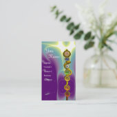 アスクレピウスのロッド，7チャクラ，ヨガ，スピリチュアルエネルギー 名刺 (スタンド正面)