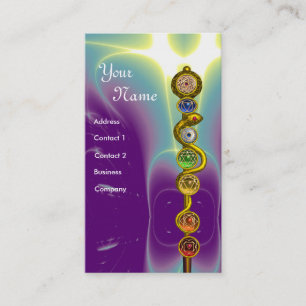 アスクレピウスのロッド，7チャクラ，ヨガ，スピリチュアルエネルギー 名刺