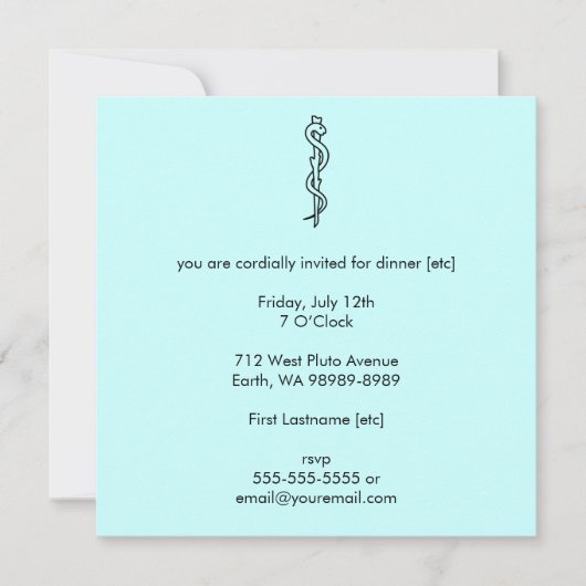 アスクレピウスの棒[医療記号] 招待状 (正面)