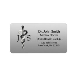 アスクレピウスクラスノーブル医療エレガント白黒 ラベル