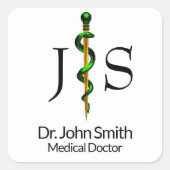 アスクレピウス医療のハーブグリーン金ゴールドロッド スクエアシール (正面)