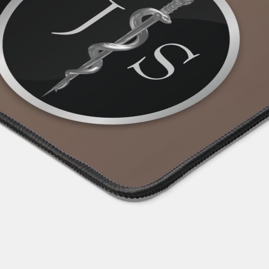 アスクレピウス医療の上品な高貴な銀棒 デスクマット (コーナー)