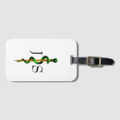 アスクレピウス医療の緑の金ゴールドハーブのロッド ラゲッジタグ (正面横)