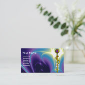 アスクレピウス歯科のロッド、歯科診療所モノグラム 名刺 (スタンド正面)