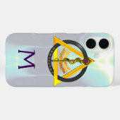 アスクレピウス歯科モノグラムの歯科棒 Case-Mate iPhoneケース (裏面 (横))