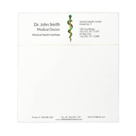 アスクレピウス金ゴールドハーブの緑のロッド ノートパッド