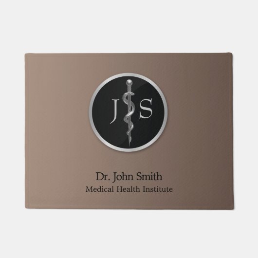 アスクレピオスの医学的に上品な高貴な銀棒 ドアマット (正面)