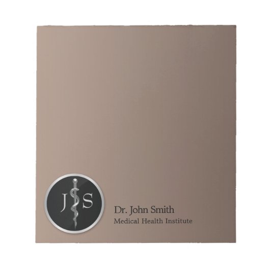 アスクレピオスの医療用シルバーの上品な高貴なロッド ノートパッド (正面)