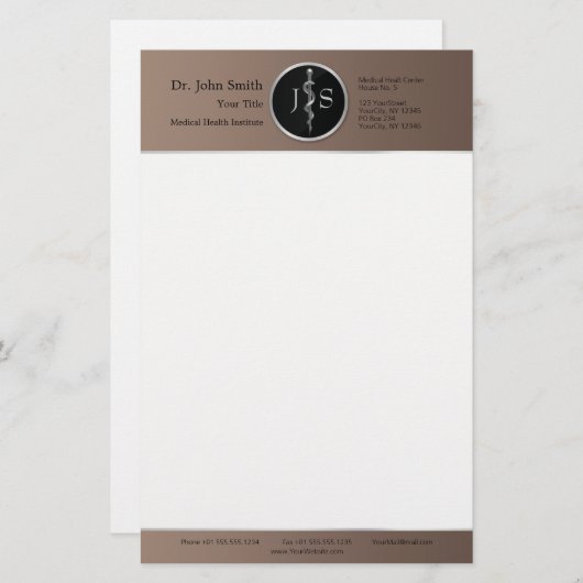 アスクレピオス州立医学的に上品な貴銀のロッド 便箋 (正面/裏面)