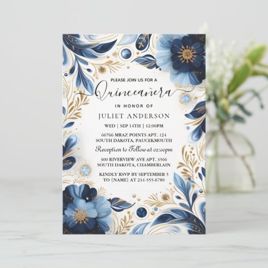 アスグラデーションアイボリーアイススカイ金ゴールドブ王室のルーキンセアニェラ 招待状 (スタンド正面)