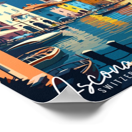 アスコナスイスヴィンテージ旅行イラストレーション ポスター (角)