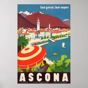 アスコナスイスヴィンテージ旅行ポスター ポスター