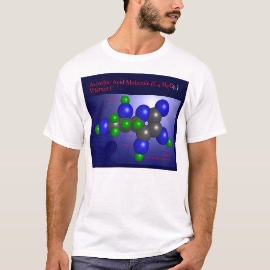 アスコルビン酸の分子(前部) Tシャツ (正面)