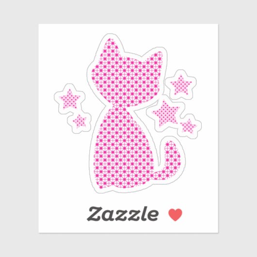 アスタリスクが付いた美しいピンクのかわいい子猫 シール (シート)