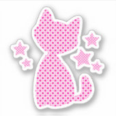 アスタリスクが付いた美しいピンクのかわいい子猫 シール (正面)