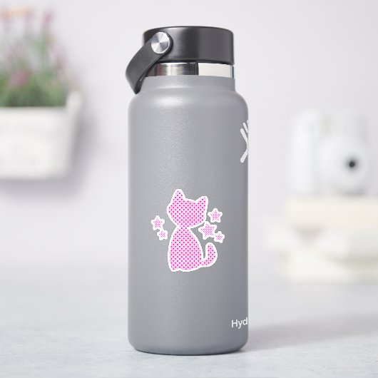 アスタリスクが付いた美しいピンクのかわいい子猫 シール (HydroFlask)