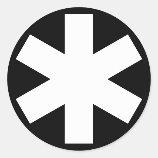 アスタリスク – 白（黒） ラウンドシール (正面)