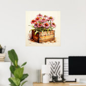 アスターかわいらしの植え花 ポスター (ホームオフィス)