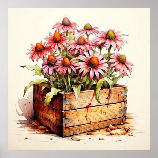 アスターかわいらしの植え花 ポスター (正面)