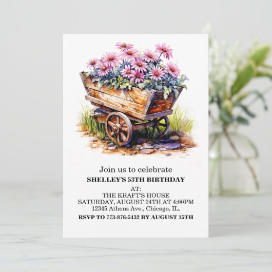 アスターかわいらしフラワーズバースデーパーティ招待状 招待状 (スタンド正面)