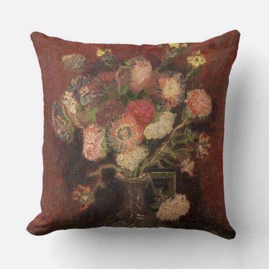 アスターとグラディ中国のオーリのファンゴッホ付き花瓶 クッション (正面)