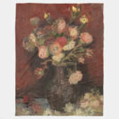 アスターとグラディ中国のオーリのファンゴッホ付き花瓶 フリースブランケット (正面)