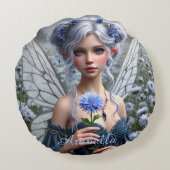 アスターの美しい9月の妖精 ラウンドクッション (裏面)