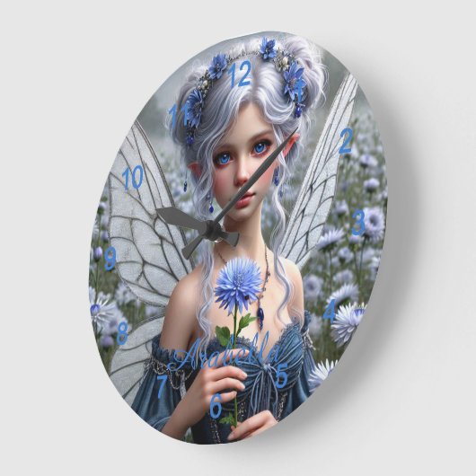 アスターの美しい9月の妖精 ラージ壁時計 (傾斜)