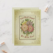 アスターの花束/アンティーク風の外観/すぐに良くなる カード (正面/裏面インサイチュ)