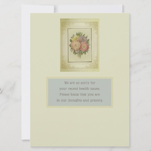 アスターの花束/アンティーク風の外観/すぐに良くなる カード (裏面)