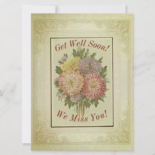 アスターの花束/アンティーク風の外観/すぐに良くなる カード (正面)