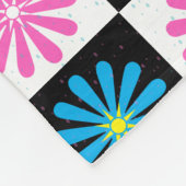 アスター市松模様にピンクブルーフローラ抽象芸術 フリースブランケット (角)