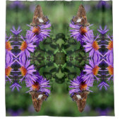 アスター絵を描フラワー抽象芸術上のレディーバタフライ シャワーカーテン (正面)