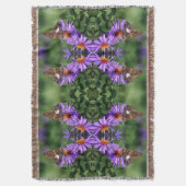 アスター絵を描フラワー抽象芸術上のレディーバタフライ スローブランケット (正面縦)