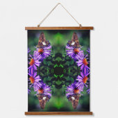 アスター絵を描フラワー抽象芸術上のレディーバタフライ 吊り下げ型タペストリー (正面)