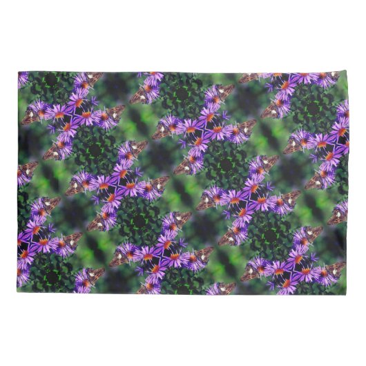 アスター絵を描フラワー抽象芸術上のレディーバタフライ 枕カバー (裏面)