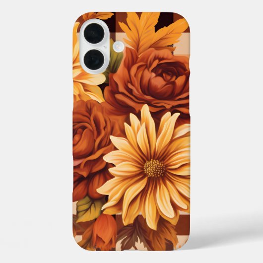 アスター花付き茶色の格子模様 Case-Mate iPhoneケース (裏面)