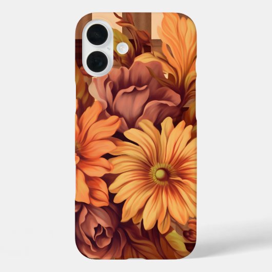 アスター花付き茶色の格子模様 Case-Mate iPhoneケース (裏面)