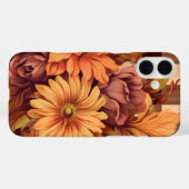 アスター花付き茶色の格子模様 Case-Mate iPhoneケース (裏面 (横))