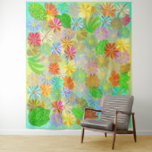 アスター&コーンフラワー&トロピカル葉ス水彩 タペストリー (インサイチュ)