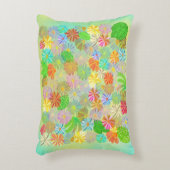 アスター&コーン花と熱帯葉の水彩 アクセントクッション (正面(垂直))