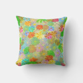 アスター&コーン花と熱帯葉の水彩 クッション (正面)